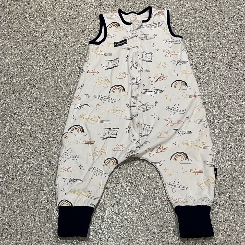 XL  zip down Miami Sleeveless Romper with Airplane and Rainbow Design